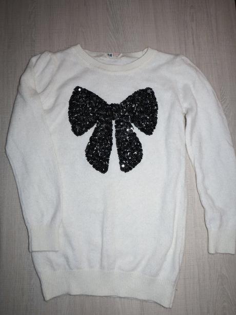 Predĺžený pulovrík s mašľou 134-140, h&m,134