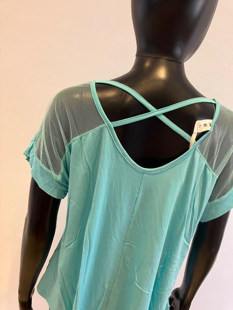 Dámske tričko s výstrihom na chrbte mentolové, l / m / s / xl