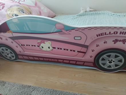 Krásna detská postieľka auto hello kitty, šírka (cm): 160,dĺžka (cm): 80