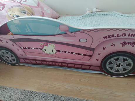 Krásna detská postieľka auto hello kitty, šírka (cm): 160,dĺžka (cm): 80