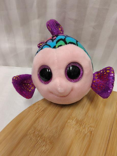 Plyšová farebná rybka, trblietavé oči, ty, 18 cm,