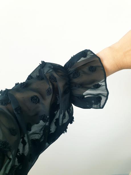 Čierne sako s priesvitnými rukávmi s, s