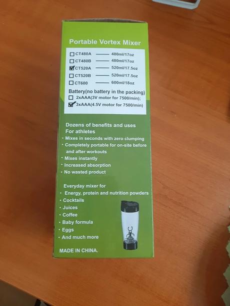 Prenosný mixér/shaker na batérie, 520 ml,