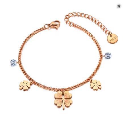 Oceľový náramok so štvorlístkami,