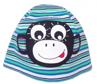 Pinkie čiapka blue/black strips monkey, pinkie,80 / 86 / 92 / 98