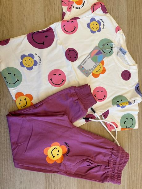 Set smiley fialový, 98 - 140