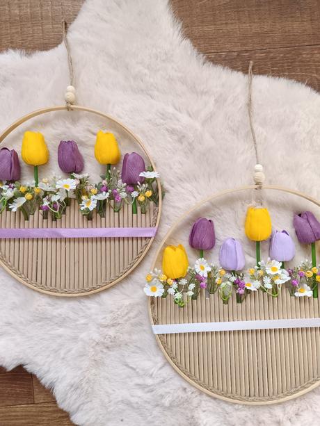 Kvetinová žlto-fialová dekorácia, 