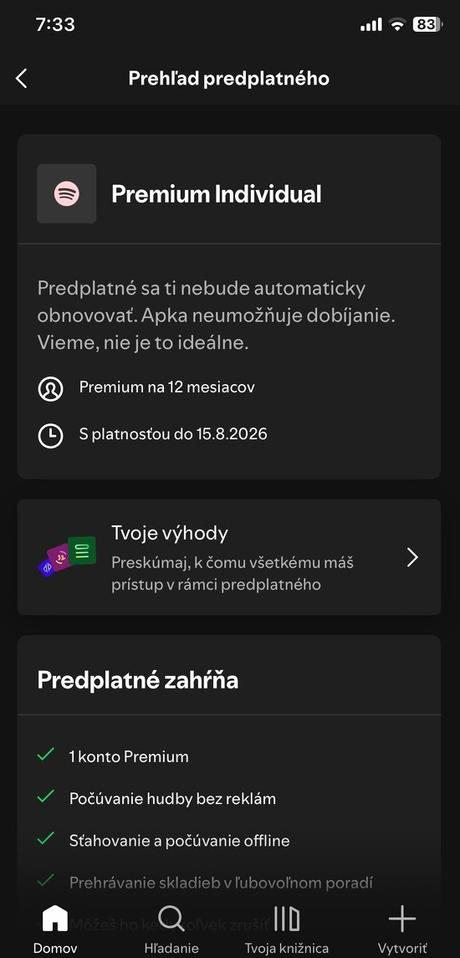 Youtube,spotify premium individual 3/6 mesiacov,