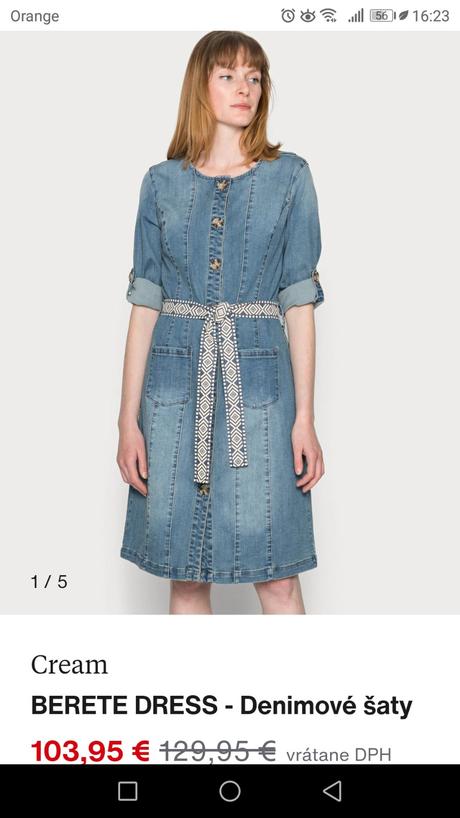 Riflové šaty cream, s