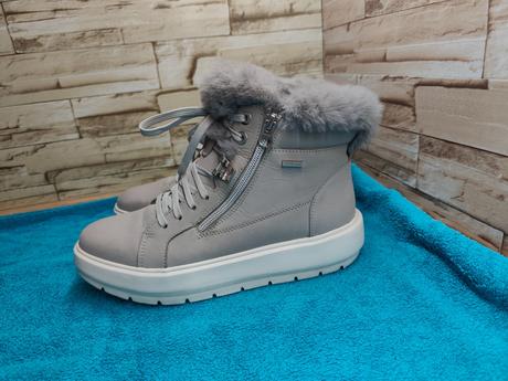 Geox 40 - dámske kožené šedé členkové zimné topánk, geox,40