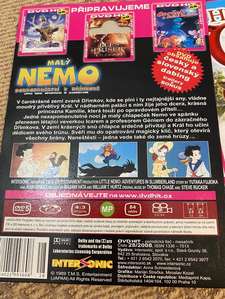 3 ks dvd staršia edícia rozprávok malý nemo, 