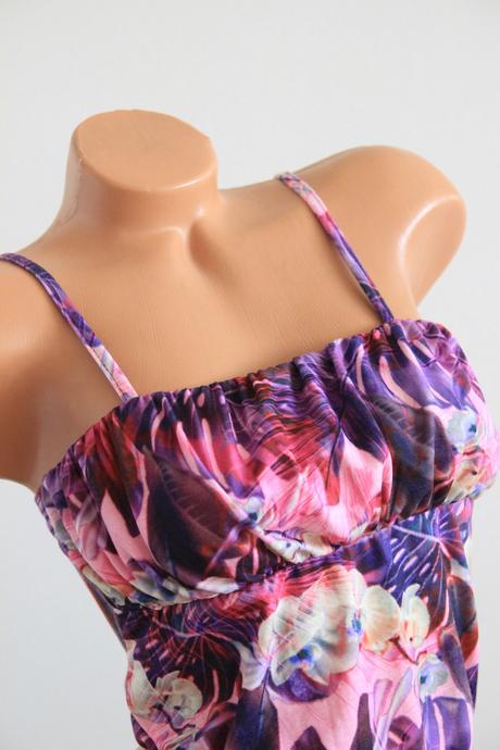 Fialový kvetinový body top, xs/s, xs