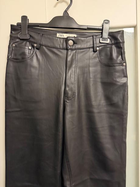 Zara široké kožené nohavice, zara,40