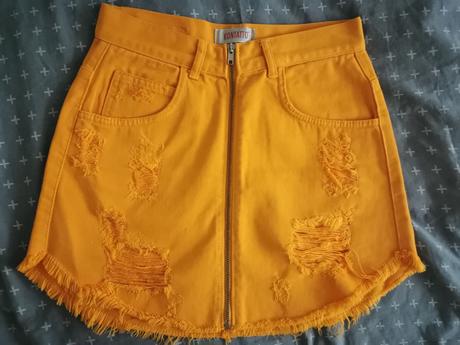 Oranžová riflova suknicka so zipsom, xs