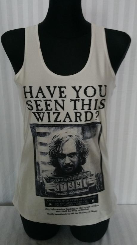 Elastický čiernobiely top s motívom azkaban, s/m, m