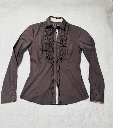 Hnedo-béžová košeľa s volánikmi zn. gaudi, gaudi,m