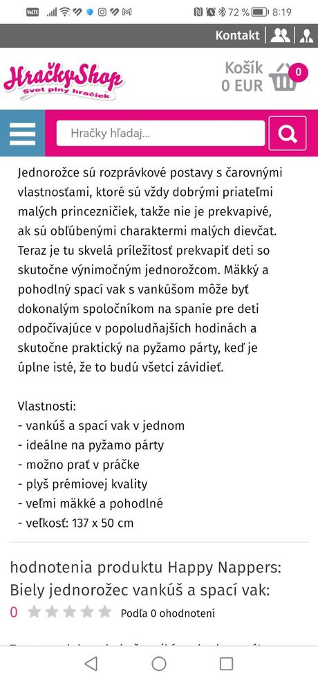 Unicorn spací vak aj vankúšik 2in1,