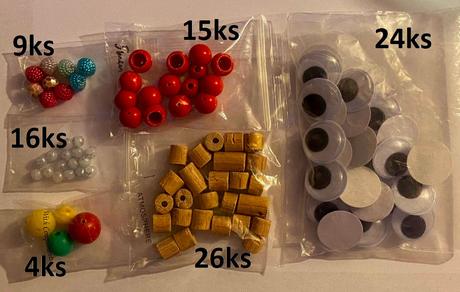 Korálky a tvorivý materiál - 94ks,