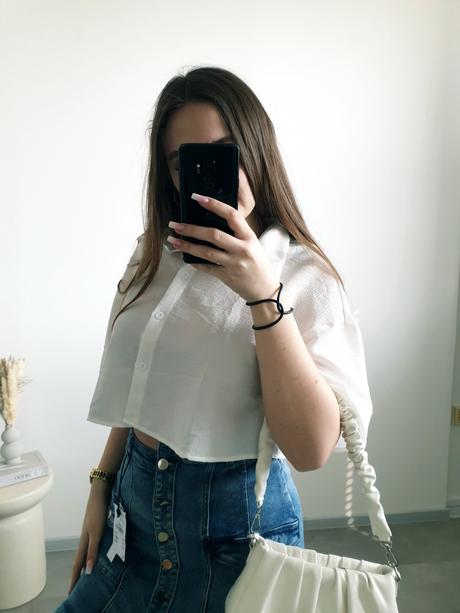 Crop biela košeľa s, s