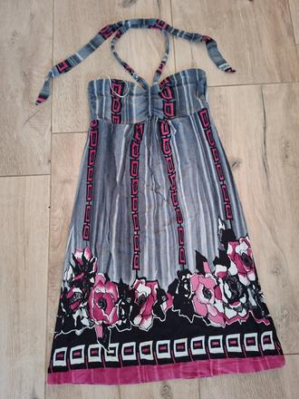 Kvetinove saty s uvazovanim okolo krku, bonprix,xs