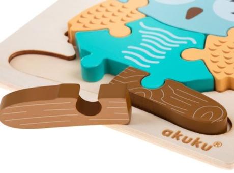 Akuku a0601 drevené puzzle sova,
