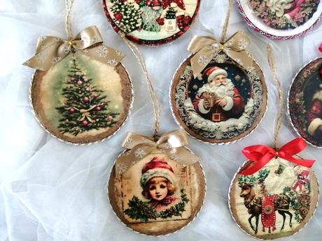 Handmade vianocne drevene ozdoby,9 cm,