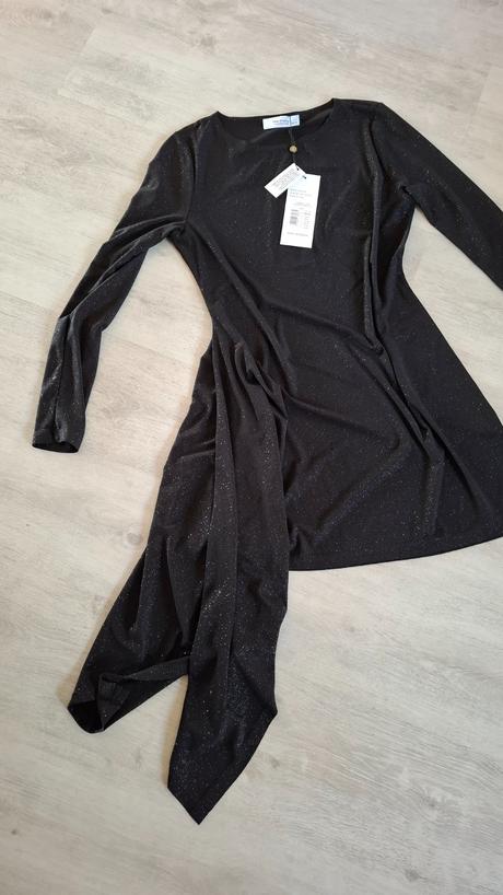Asymetrické čierne šaty, 36 / 38 / l / m