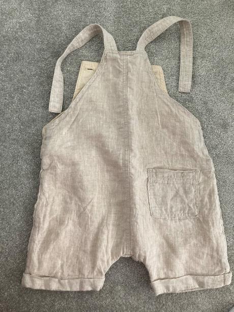 Lanove nohavice s naprsenkou (h&m), h&m,74