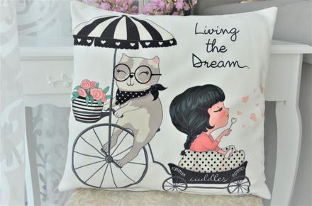 Mačičková obliečka na vankúš-42x42cm, 