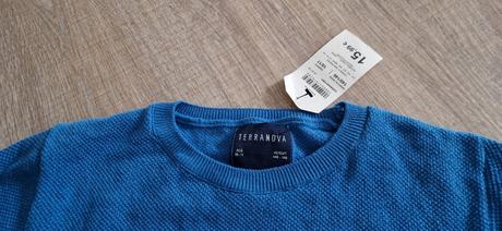 Modrý upletovy pulover 140/146 s visačkou, terranova,140 / 146