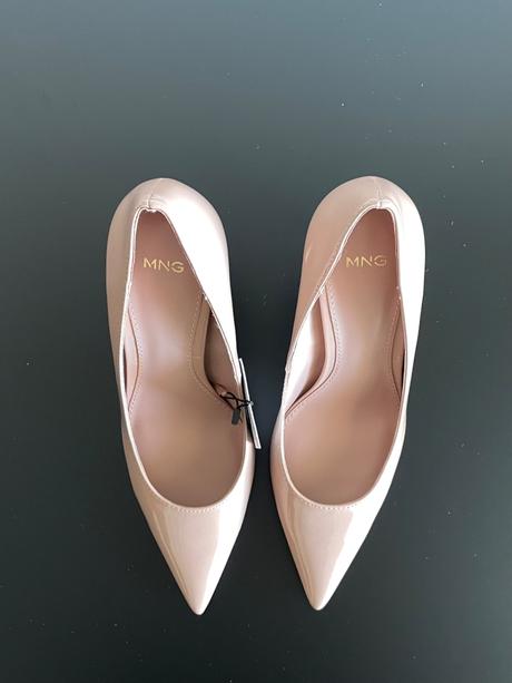 Špicaté ihličky lodičky béžové nude lakované 9 cm, mango,36