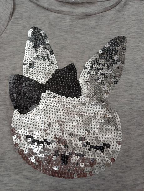 Tričko flitrový zajačik - dlhý rukáv, h&m,98