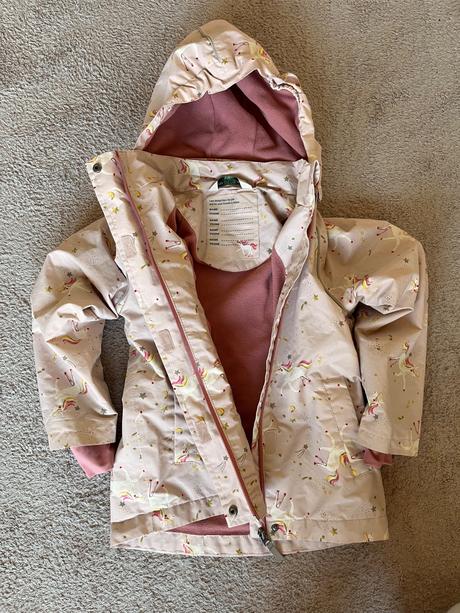 Zateplena nepremokava bunda s jednorozcami, tchibo,128