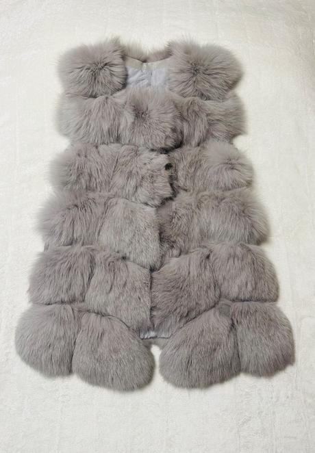 Sivá kožušinová vesta z pravej líšky, l / m