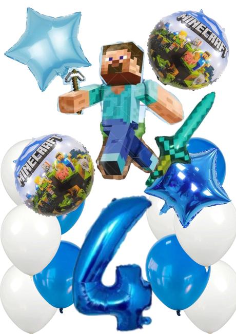 Balóny minecraft- steve 85cm aj meč- až 15/16/17ks,