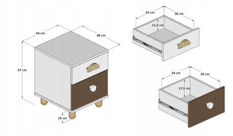 Nočný stolík loft, biely,