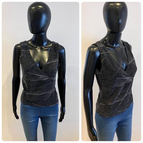 Dámsky elegantný trblietavý top čierny (40), l