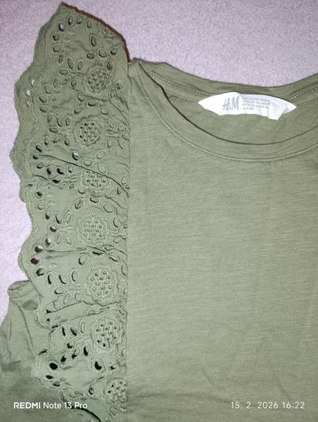Khaki tielko s madeirou, h&m,134