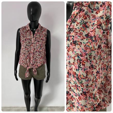 Dámska kvetovaná letná blúzka s uzlom (s), new yorker,s