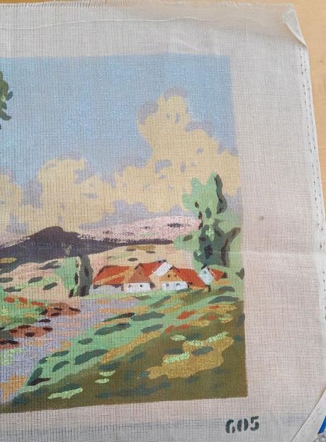 Predtlačená predloha na vyšívanie - krajinka,