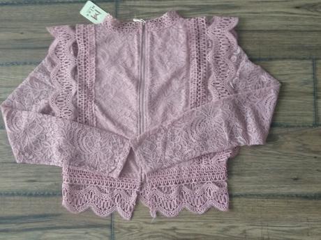 Ružový krajkový top, s