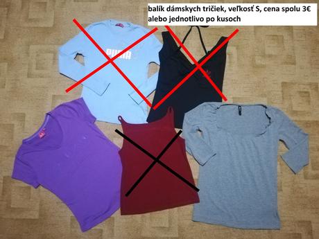Balík dámskych tričiek, veľkosť s, s