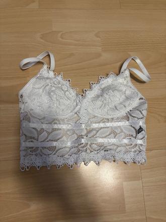 Biely čipkovaný bralette / top s ramienkami, xs