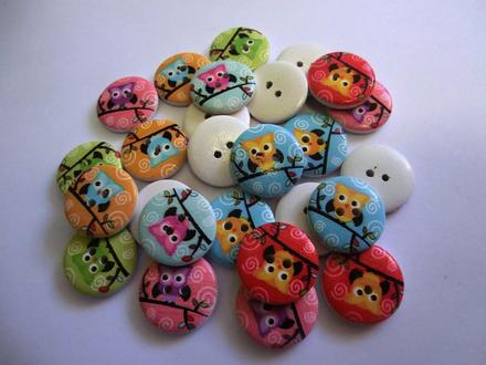 Drevený gombík sovička 20 mm, 