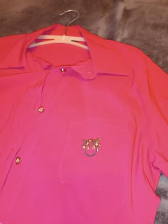 Fuksia košeľa s brošňou - m/l, m
