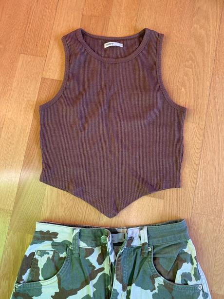 Bershka nohavice a tielko cropp, bershka,34