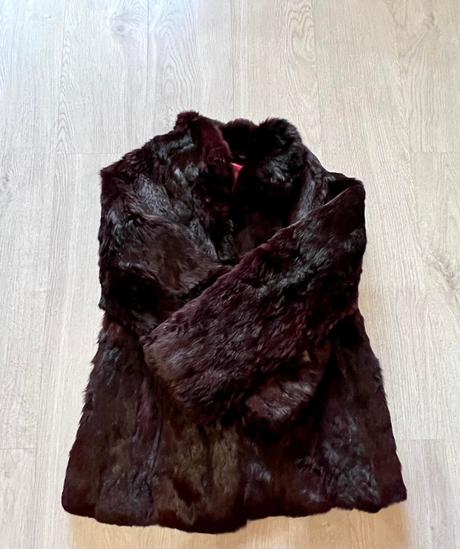 Burgundy luxusny zimny kozuch-kabat, xl