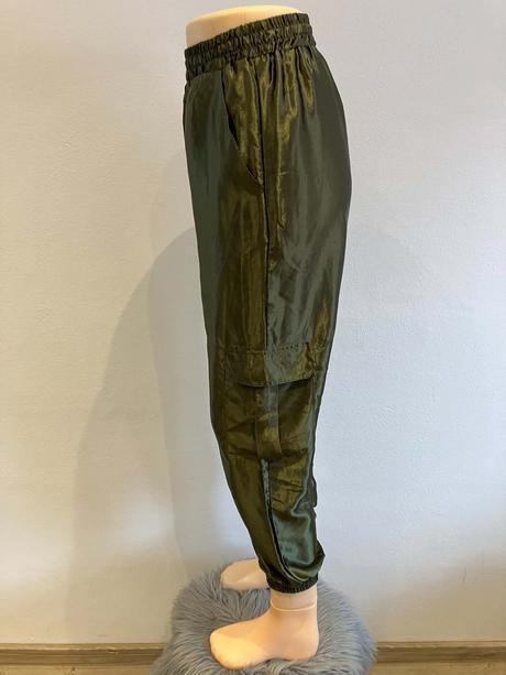 Dámske lesklé nohavice khaki, m