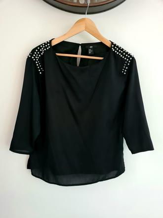 Saténová blúzka s kamienkami, h&m,m