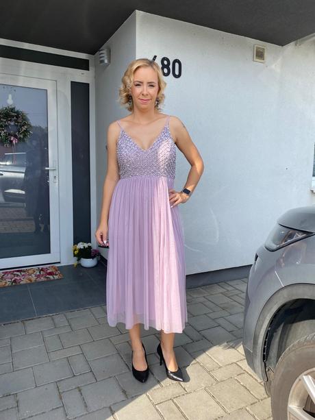 Ružovofialové spoločenské šaty, m